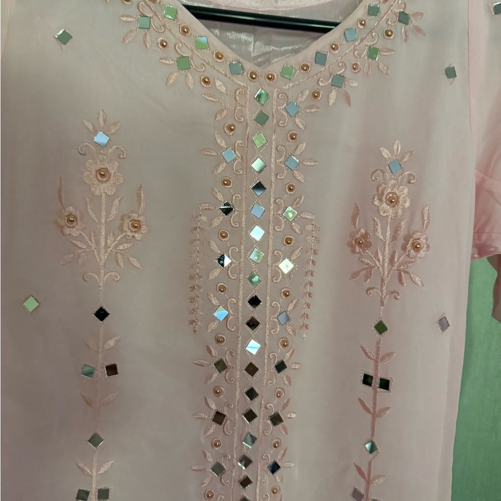 Elegant Pink Embroidered Women's Top